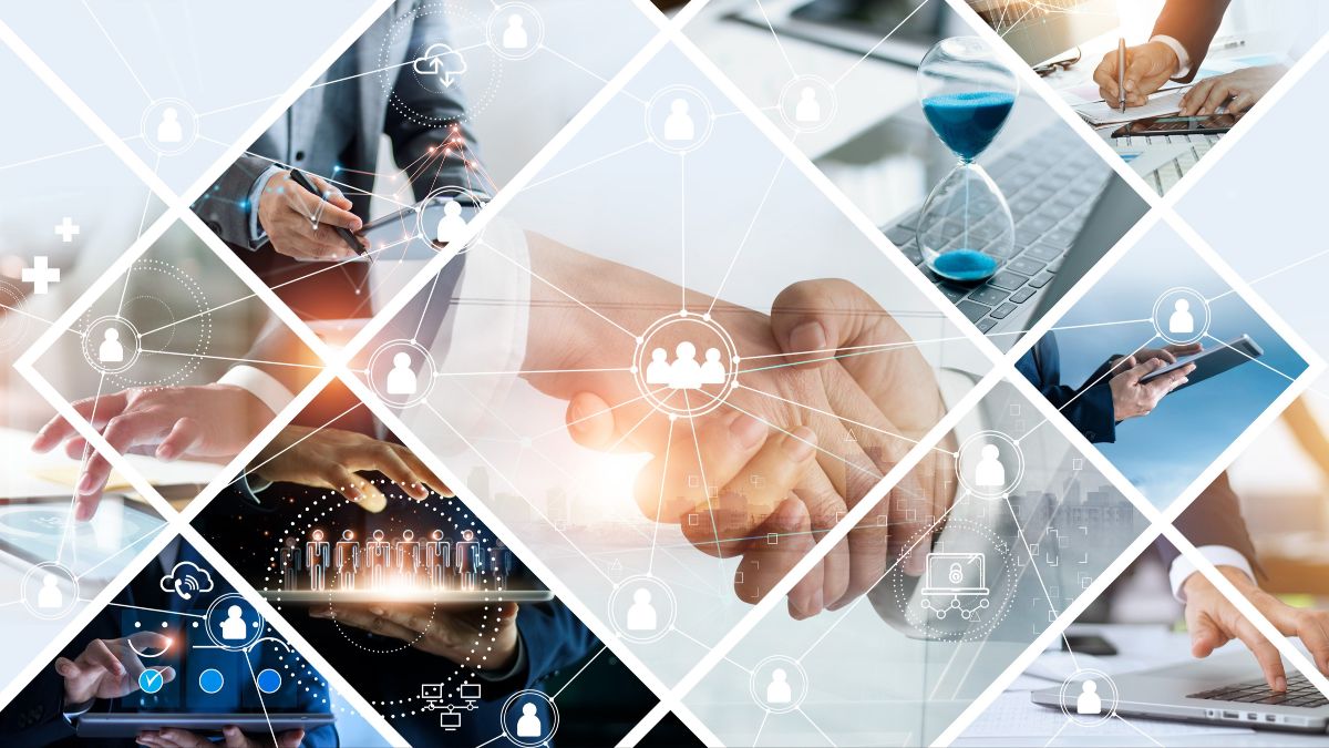 Collage aus mehreren Bildern zu Aspekten von Forschung und Innovation